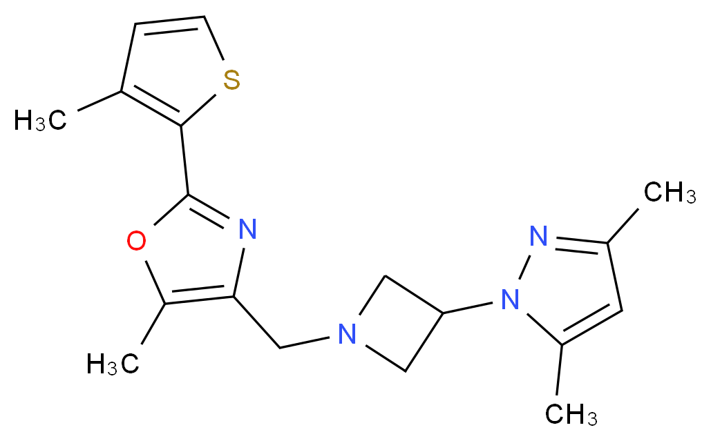 4-{[3-(3,5-dimethyl-1H-pyrazol-1-yl)azetidin-1-yl]methyl}-5-methyl-2-(3-methyl-2-thienyl)-1,3-oxazole_Molecular_structure_CAS_)