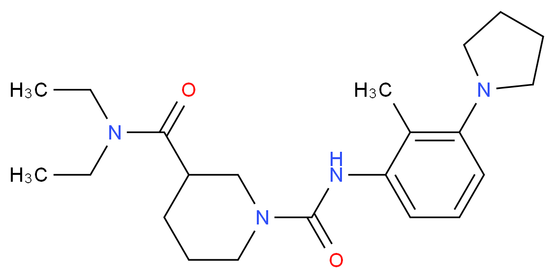 N~3~,N~3~-diethyl-N~1~-(2-methyl-3-pyrrolidin-1-ylphenyl)piperidine-1,3-dicarboxamide_Molecular_structure_CAS_)