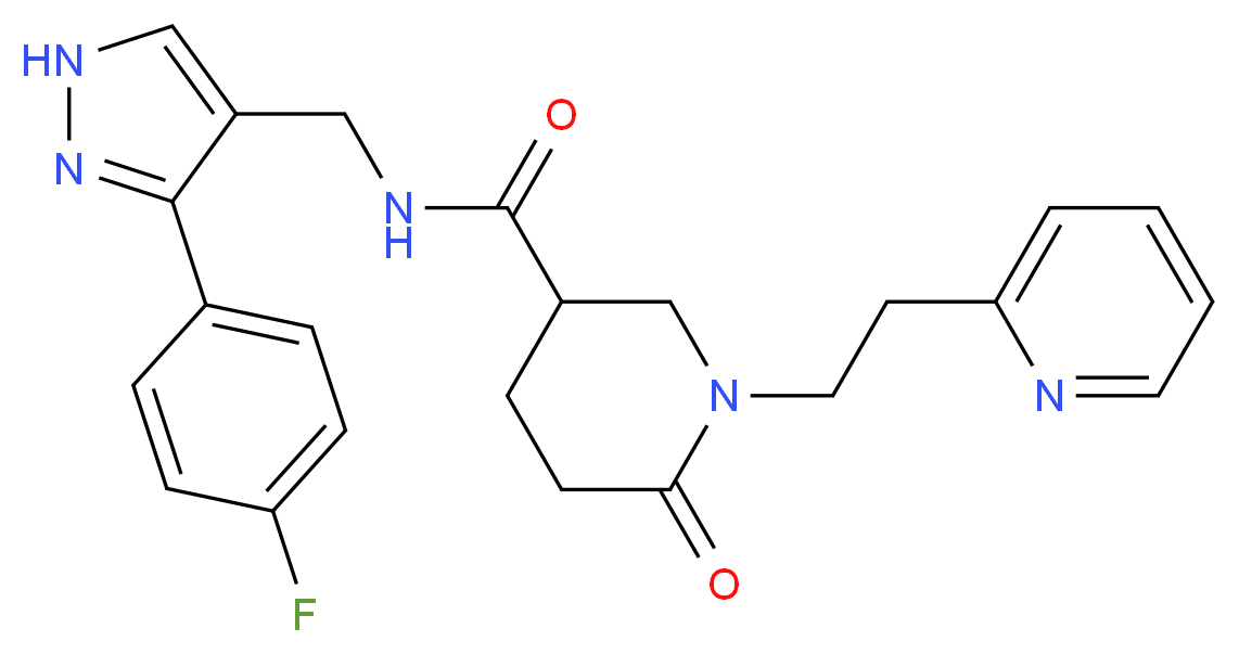 N-{[3-(4-fluorophenyl)-1H-pyrazol-4-yl]methyl}-6-oxo-1-[2-(2-pyridinyl)ethyl]-3-piperidinecarboxamide_Molecular_structure_CAS_)