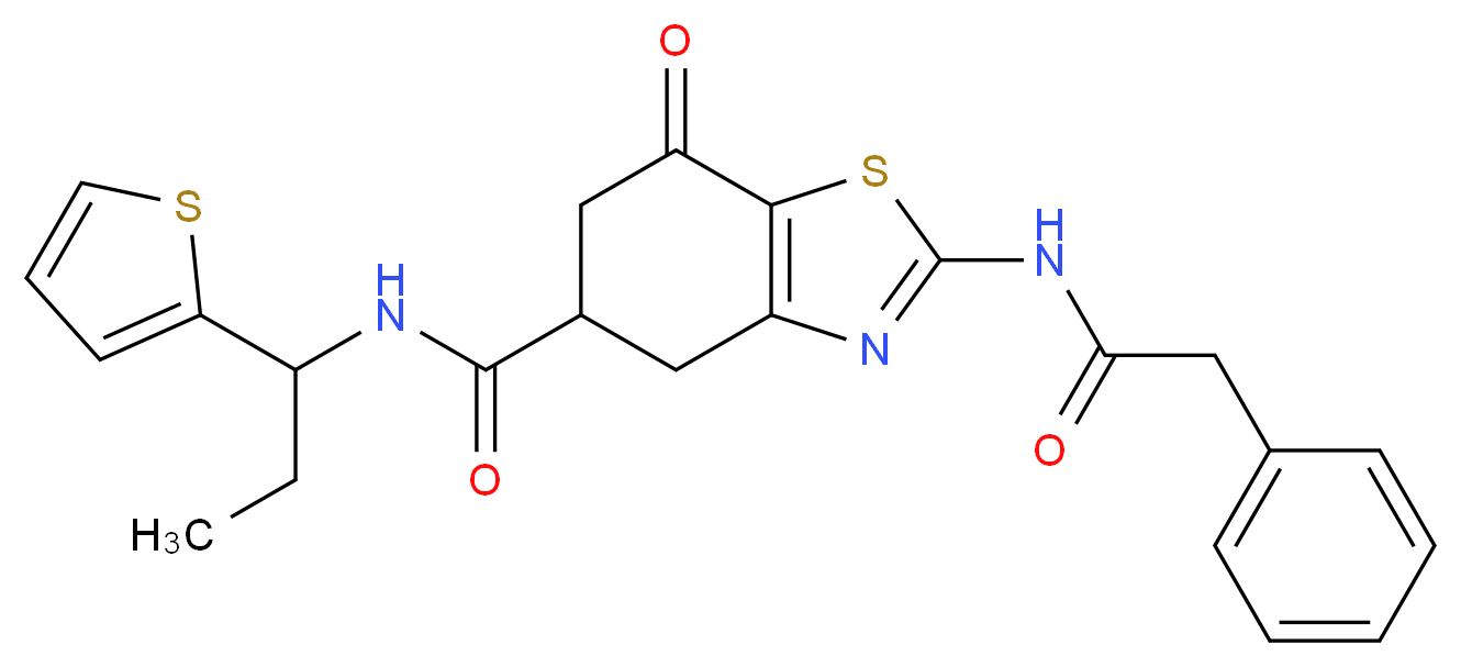 7-oxo-2-[(phenylacetyl)amino]-N-[1-(2-thienyl)propyl]-4,5,6,7-tetrahydro-1,3-benzothiazole-5-carboxamide_Molecular_structure_CAS_)