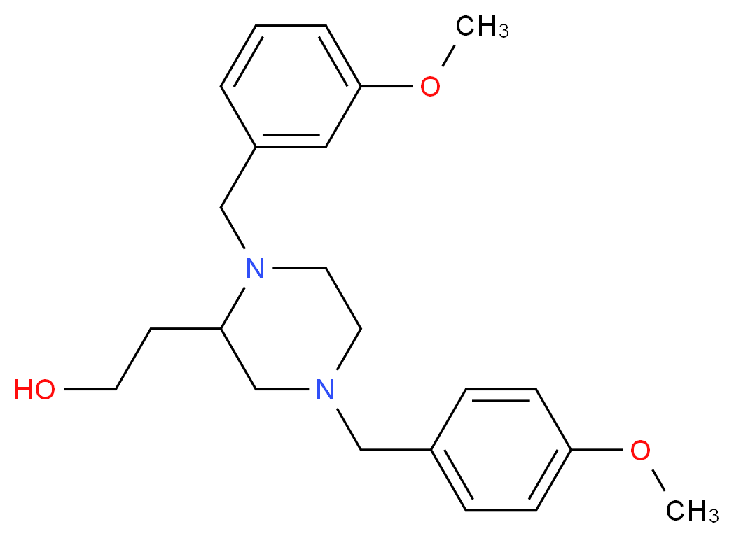 2-[1-(3-methoxybenzyl)-4-(4-methoxybenzyl)-2-piperazinyl]ethanol_Molecular_structure_CAS_)