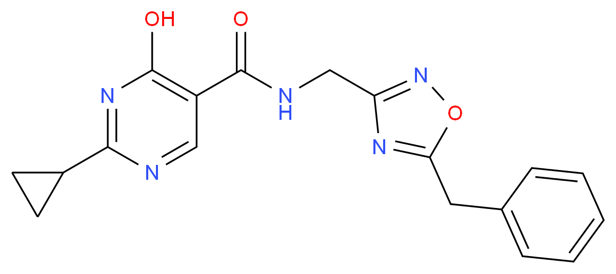 N-[(5-benzyl-1,2,4-oxadiazol-3-yl)methyl]-2-cyclopropyl-4-hydroxypyrimidine-5-carboxamide_Molecular_structure_CAS_)