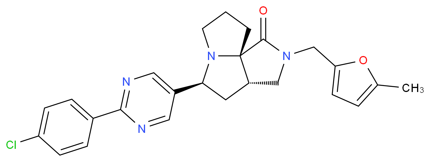 (3aS*,5S*,9aS*)-5-[2-(4-chlorophenyl)-5-pyrimidinyl]-2-[(5-methyl-2-furyl)methyl]hexahydro-7H-pyrrolo[3,4-g]pyrrolizin-1(2H)-one_Molecular_structure_CAS_)