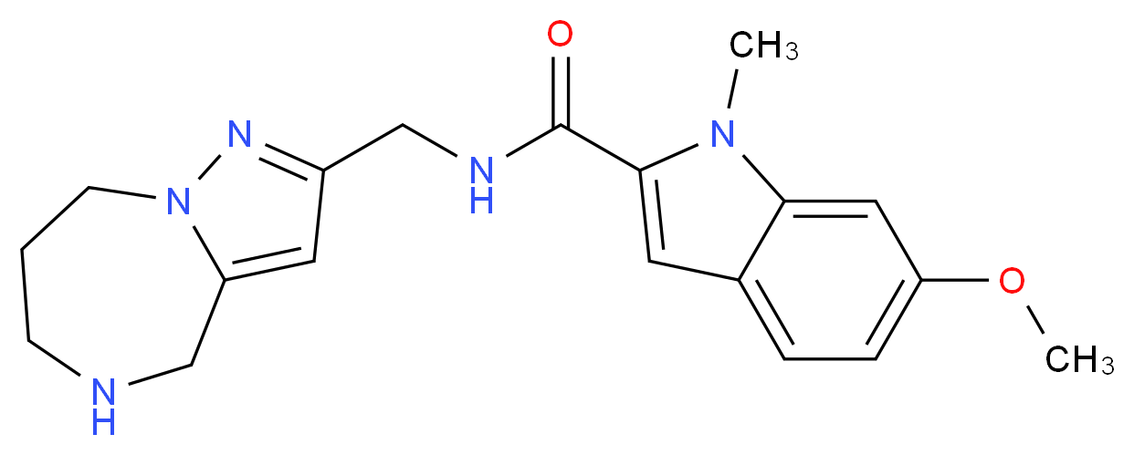 6-methoxy-1-methyl-N-(5,6,7,8-tetrahydro-4H-pyrazolo[1,5-a][1,4]diazepin-2-ylmethyl)-1H-indole-2-carboxamide_Molecular_structure_CAS_)