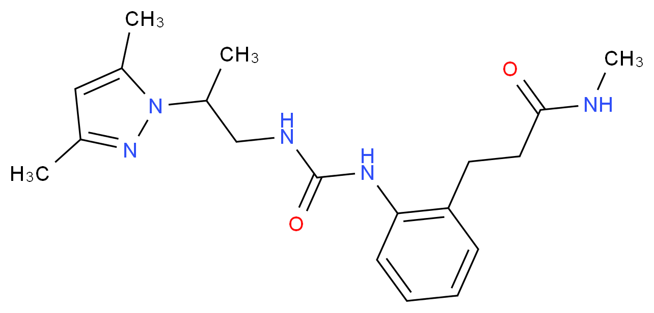 3-{2-[({[2-(3,5-dimethyl-1H-pyrazol-1-yl)propyl]amino}carbonyl)amino]phenyl}-N-methylpropanamide_Molecular_structure_CAS_)