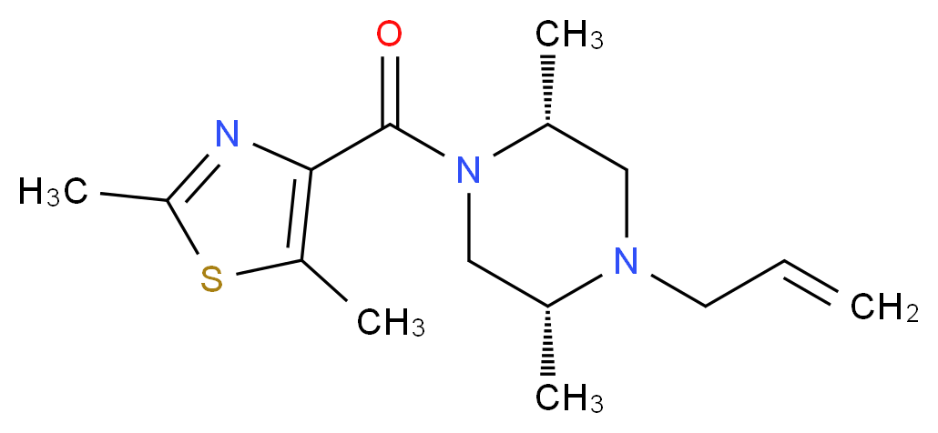 (2R*,5R*)-1-allyl-4-[(2,5-dimethyl-1,3-thiazol-4-yl)carbonyl]-2,5-dimethylpiperazine_Molecular_structure_CAS_)