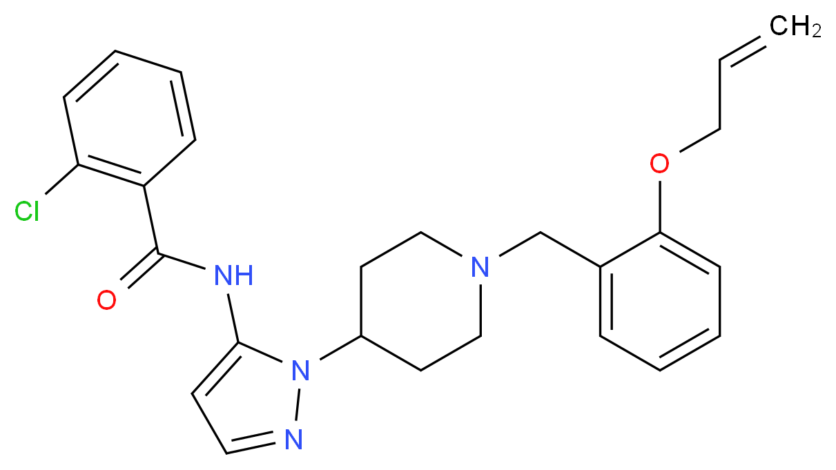 N-(1-{1-[2-(allyloxy)benzyl]-4-piperidinyl}-1H-pyrazol-5-yl)-2-chlorobenzamide_Molecular_structure_CAS_)