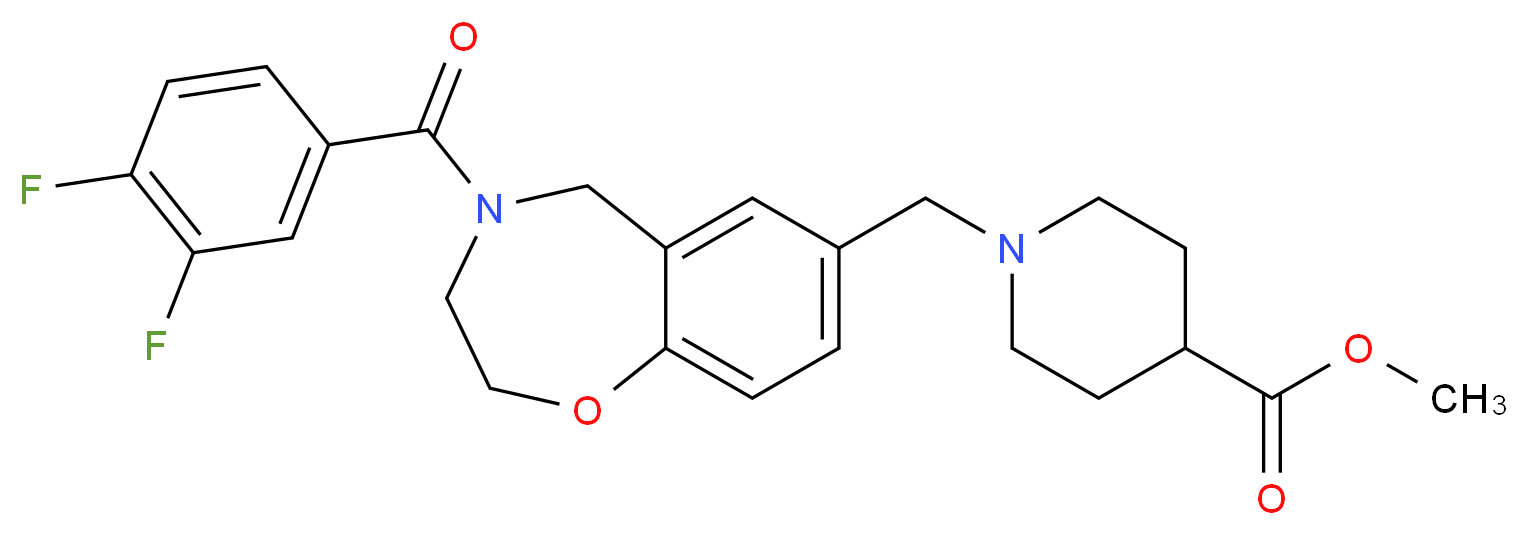 methyl 1-{[4-(3,4-difluorobenzoyl)-2,3,4,5-tetrahydro-1,4-benzoxazepin-7-yl]methyl}-4-piperidinecarboxylate_Molecular_structure_CAS_)