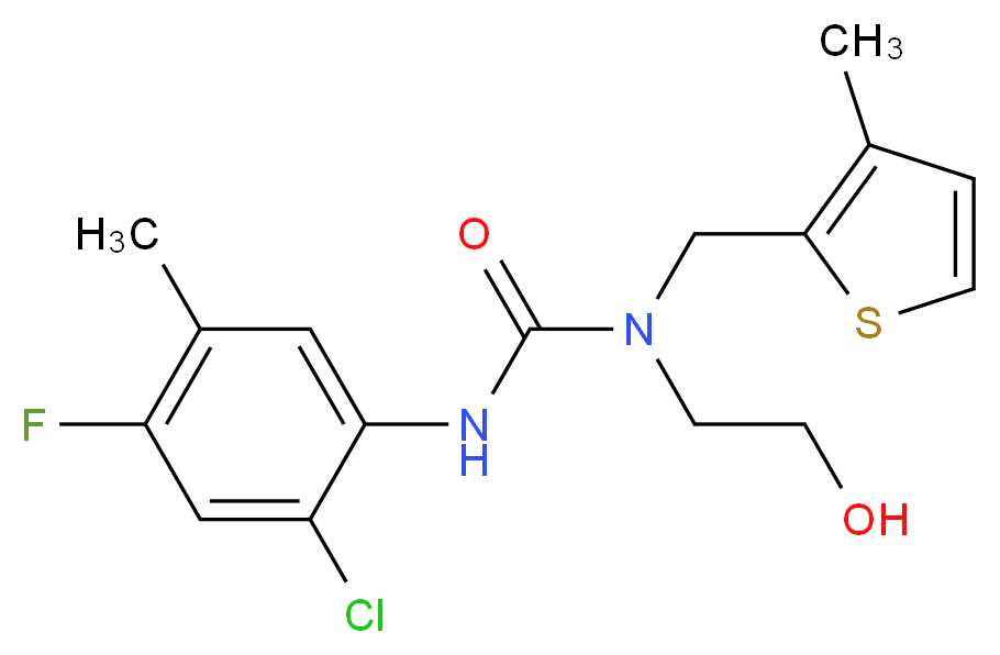 N'-(2-chloro-4-fluoro-5-methylphenyl)-N-(2-hydroxyethyl)-N-[(3-methyl-2-thienyl)methyl]urea_Molecular_structure_CAS_)