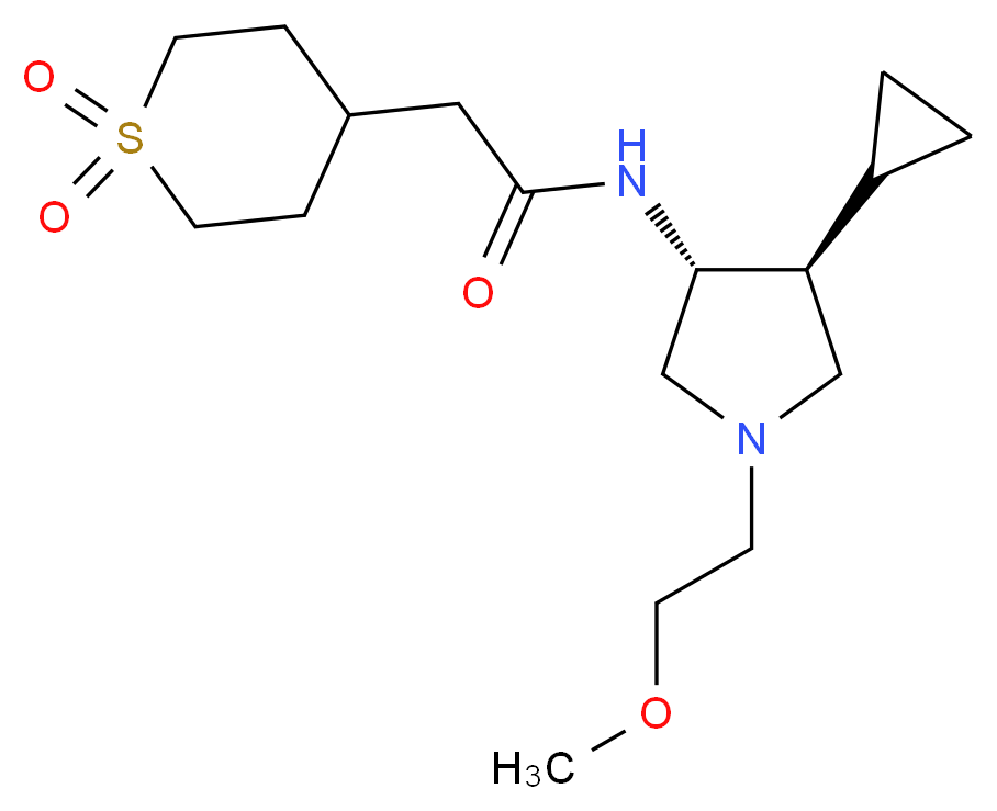 N-[(3R*,4S*)-4-cyclopropyl-1-(2-methoxyethyl)-3-pyrrolidinyl]-2-(1,1-dioxidotetrahydro-2H-thiopyran-4-yl)acetamide_Molecular_structure_CAS_)