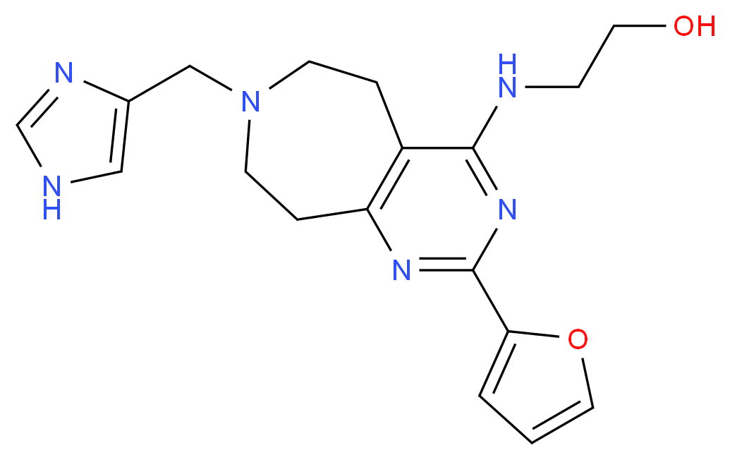 2-{[2-(2-furyl)-7-(1H-imidazol-4-ylmethyl)-6,7,8,9-tetrahydro-5H-pyrimido[4,5-d]azepin-4-yl]amino}ethanol_Molecular_structure_CAS_)