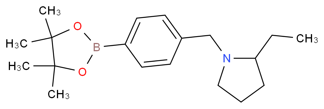 2-ethyl-1-{[4-(4,4,5,5-tetramethyl-1,3,2-dioxaborolan-2-yl)phenyl]methyl}pyrrolidine_Molecular_structure_CAS_)