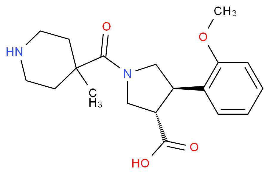 (3S*,4R*)-4-(2-methoxyphenyl)-1-[(4-methylpiperidin-4-yl)carbonyl]pyrrolidine-3-carboxylic acid_Molecular_structure_CAS_)