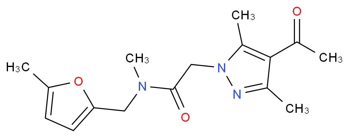 2-(4-acetyl-3,5-dimethyl-1H-pyrazol-1-yl)-N-methyl-N-[(5-methyl-2-furyl)methyl]acetamide_Molecular_structure_CAS_)