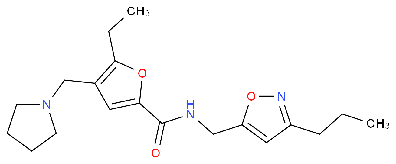 5-ethyl-N-[(3-propylisoxazol-5-yl)methyl]-4-(pyrrolidin-1-ylmethyl)-2-furamide_Molecular_structure_CAS_)