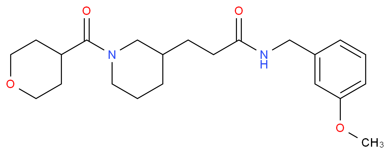 N-(3-methoxybenzyl)-3-[1-(tetrahydro-2H-pyran-4-ylcarbonyl)-3-piperidinyl]propanamide_Molecular_structure_CAS_)