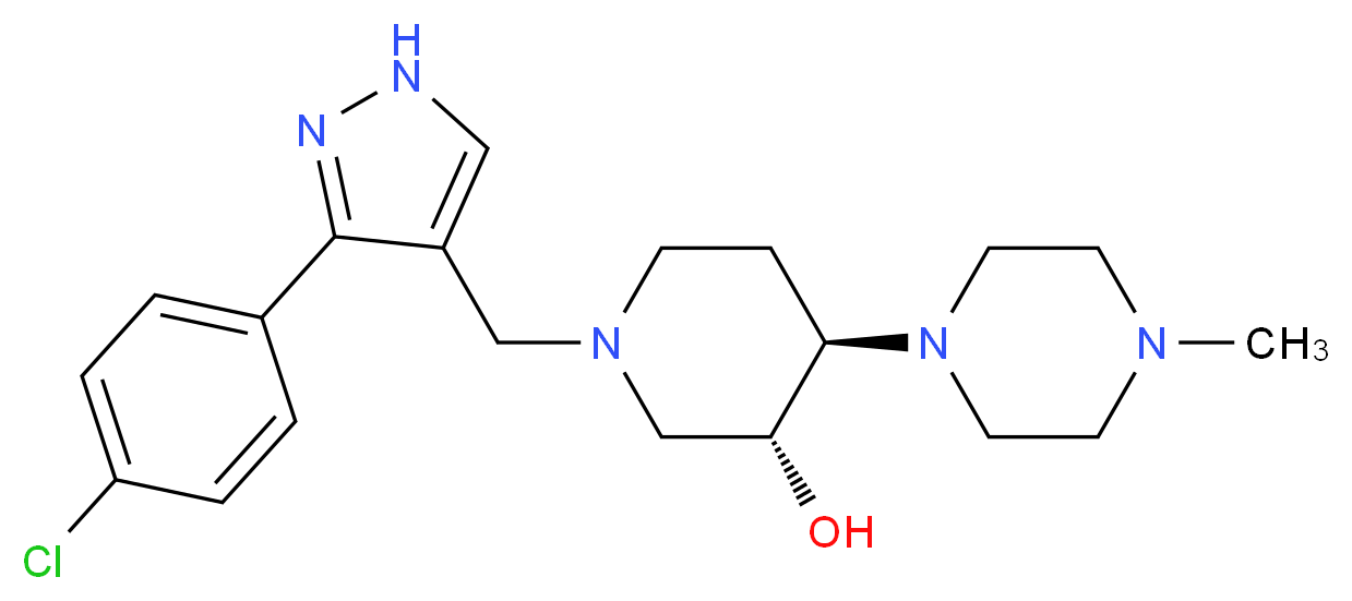 (3R*,4R*)-1-{[3-(4-chlorophenyl)-1H-pyrazol-4-yl]methyl}-4-(4-methyl-1-piperazinyl)-3-piperidinol_Molecular_structure_CAS_)