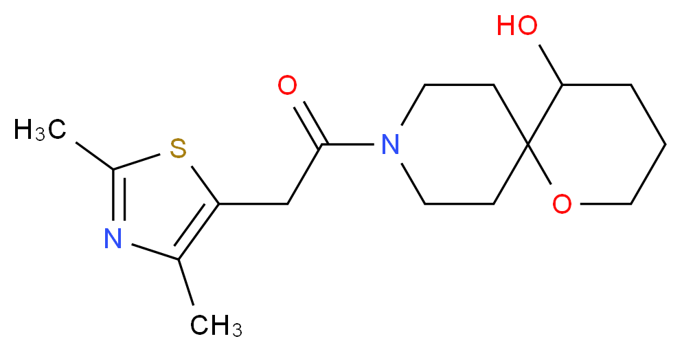 9-[(2,4-dimethyl-1,3-thiazol-5-yl)acetyl]-1-oxa-9-azaspiro[5.5]undecan-5-ol_Molecular_structure_CAS_)