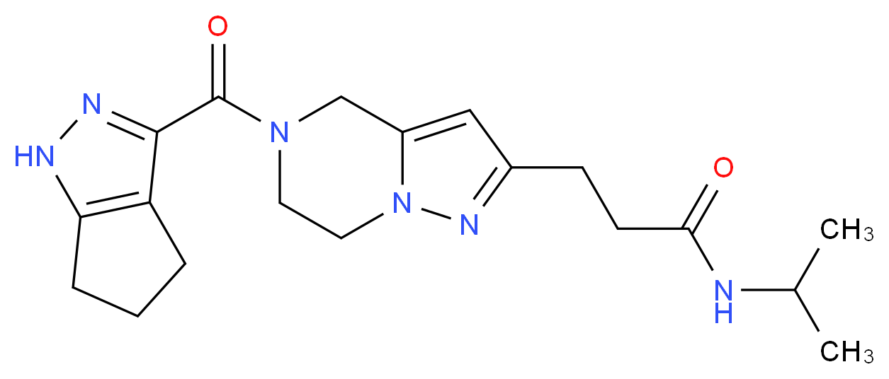 N-isopropyl-3-[5-(1,4,5,6-tetrahydrocyclopenta[c]pyrazol-3-ylcarbonyl)-4,5,6,7-tetrahydropyrazolo[1,5-a]pyrazin-2-yl]propanamide_Molecular_structure_CAS_)