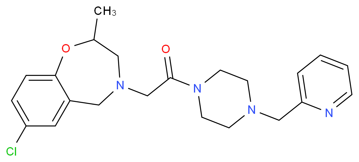 7-chloro-2-methyl-4-{2-oxo-2-[4-(2-pyridinylmethyl)-1-piperazinyl]ethyl}-2,3,4,5-tetrahydro-1,4-benzoxazepine_Molecular_structure_CAS_)
