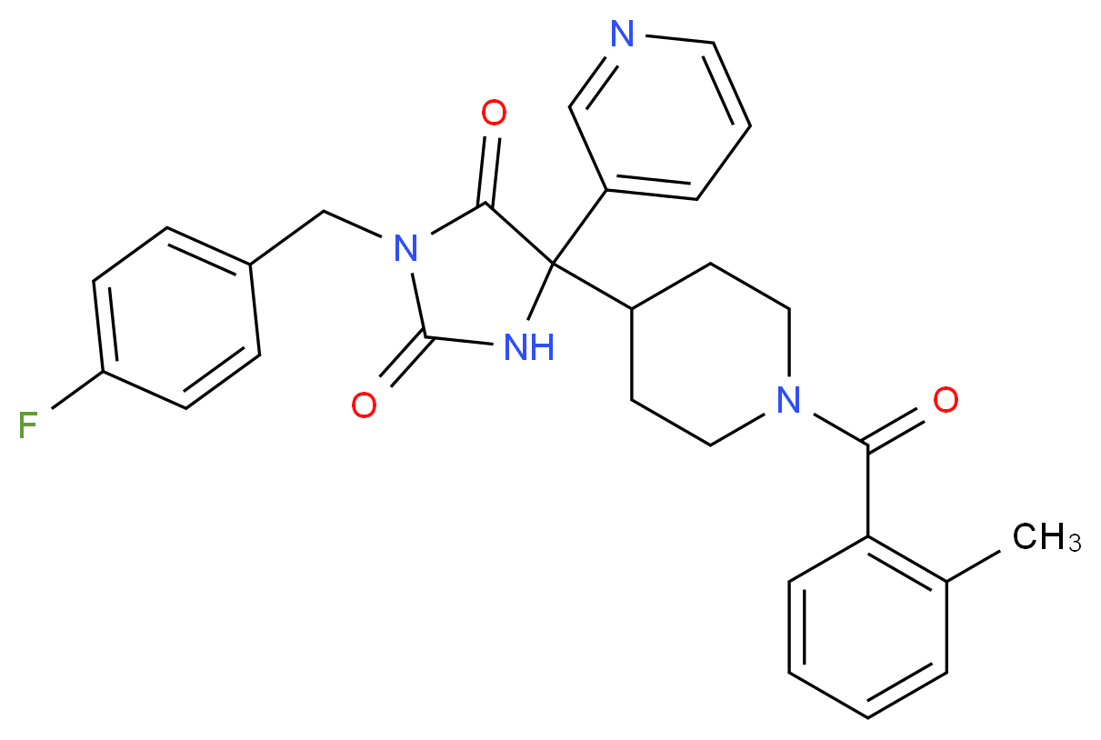 3-(4-fluorobenzyl)-5-[1-(2-methylbenzoyl)-4-piperidinyl]-5-(3-pyridinyl)-2,4-imidazolidinedione_Molecular_structure_CAS_)