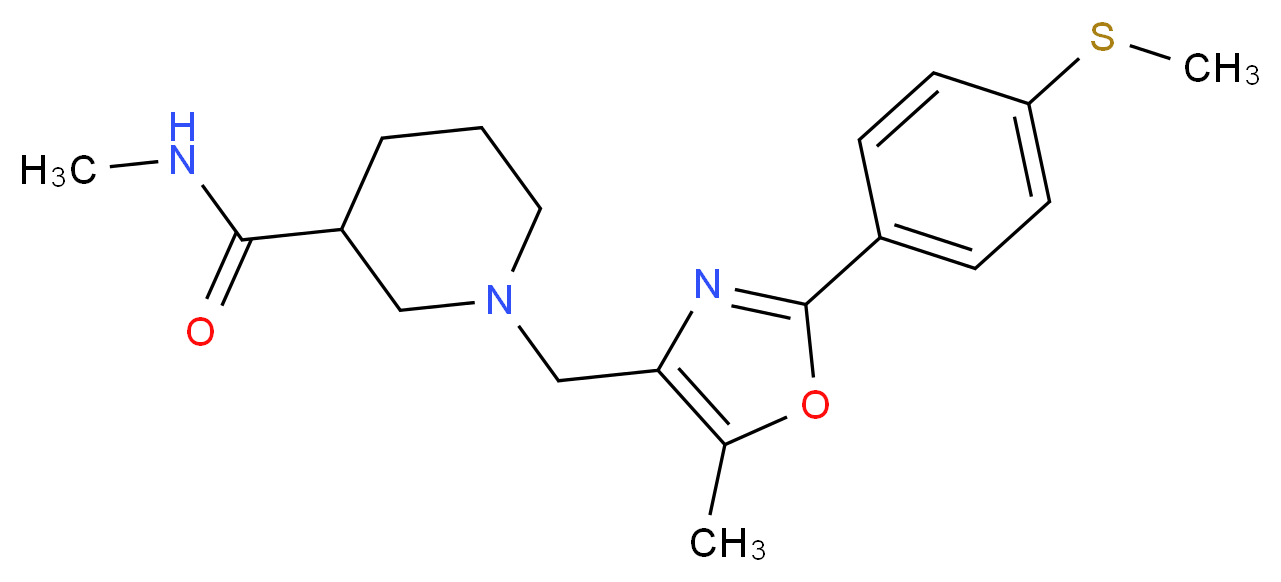 N-methyl-1-({5-methyl-2-[4-(methylthio)phenyl]-1,3-oxazol-4-yl}methyl)piperidine-3-carboxamide_Molecular_structure_CAS_)