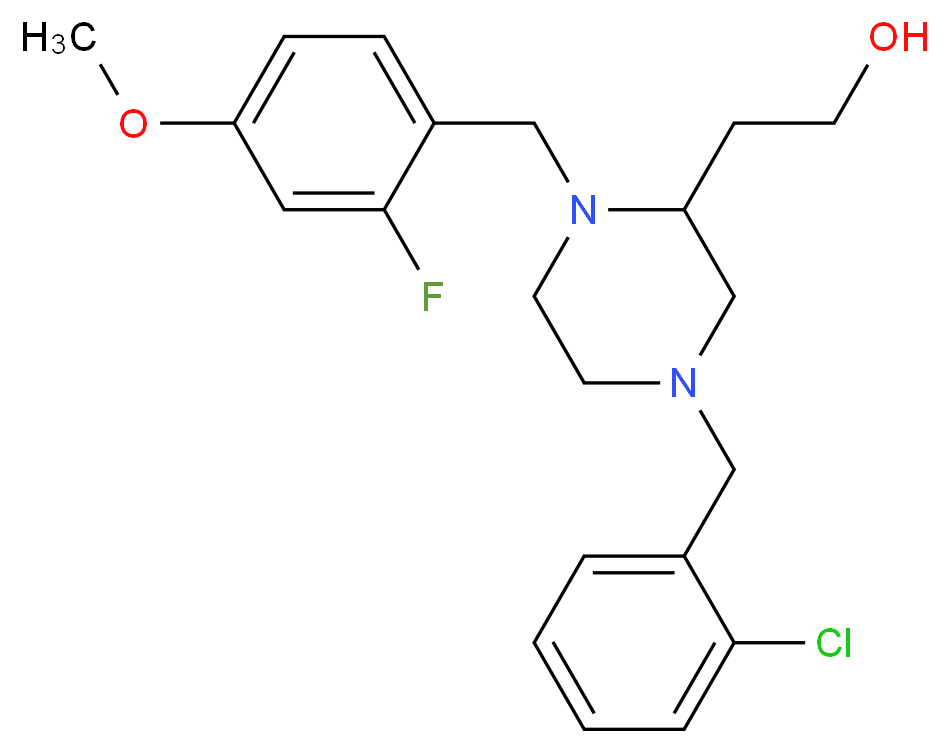 2-[4-(2-chlorobenzyl)-1-(2-fluoro-4-methoxybenzyl)-2-piperazinyl]ethanol_Molecular_structure_CAS_)