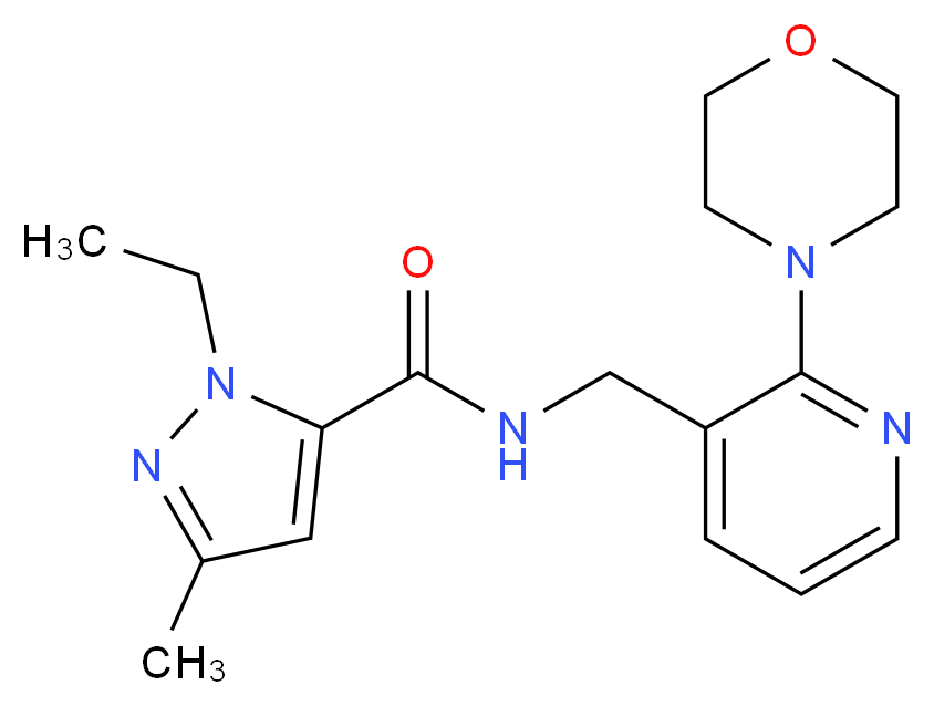 1-ethyl-3-methyl-N-{[2-(4-morpholinyl)-3-pyridinyl]methyl}-1H-pyrazole-5-carboxamide_Molecular_structure_CAS_)