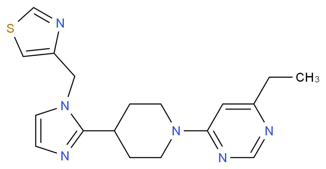 4-ethyl-6-{4-[1-(1,3-thiazol-4-ylmethyl)-1H-imidazol-2-yl]-1-piperidinyl}pyrimidine_Molecular_structure_CAS_)