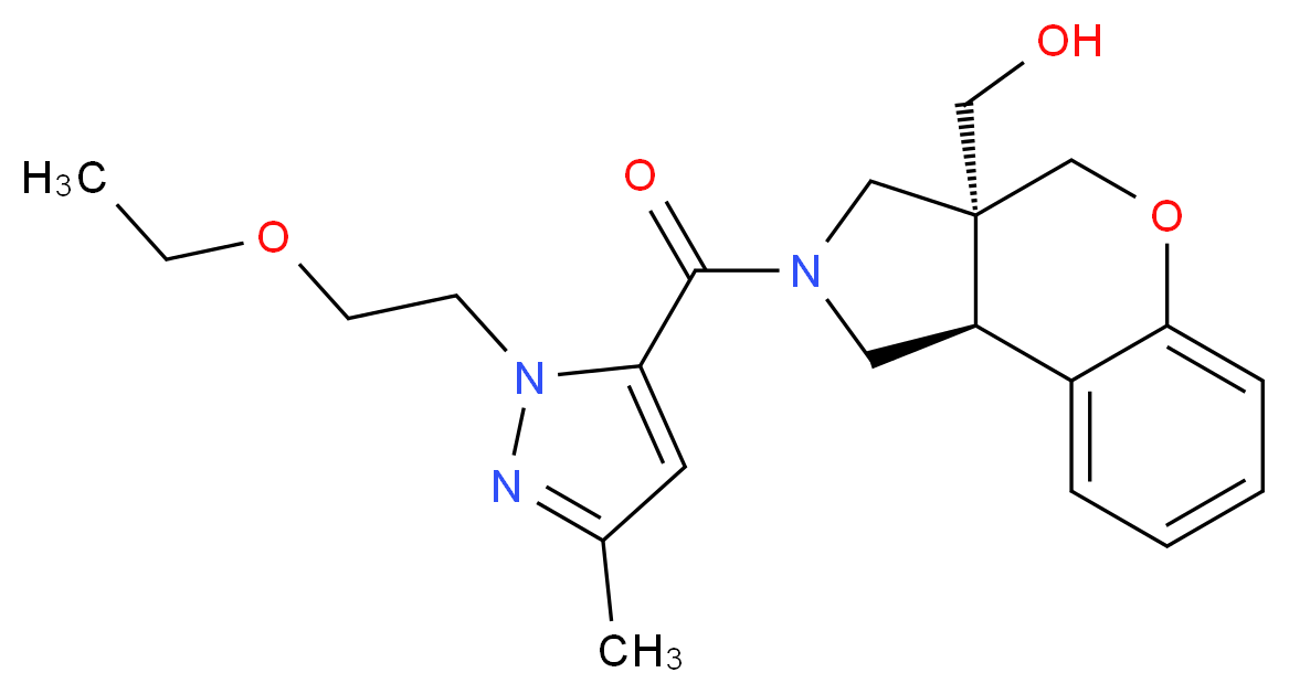 [(3aS*,9bS*)-2-{[1-(2-ethoxyethyl)-3-methyl-1H-pyrazol-5-yl]carbonyl}-1,2,3,9b-tetrahydrochromeno[3,4-c]pyrrol-3a(4H)-yl]methanol_Molecular_structure_CAS_)