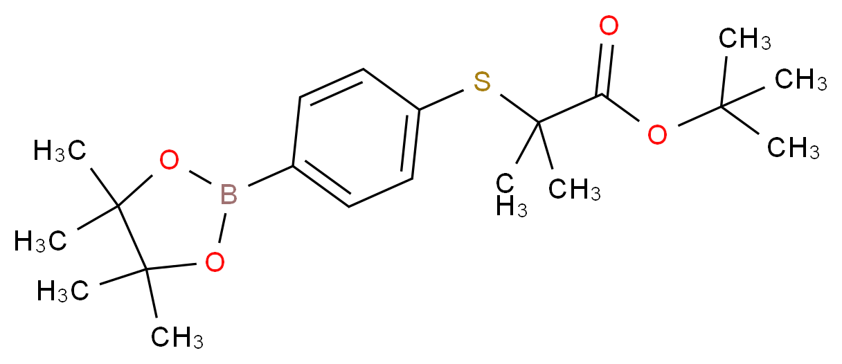2-METHYL-2-[4-(4,4,5,5-TETRAMETHYL-[1,3,2]DIOXABOROLAN-2-YL)-PHENYLSULFANYL]-PROPIONIC ACID TERT-BUTYL ESTER_Molecular_structure_CAS_)