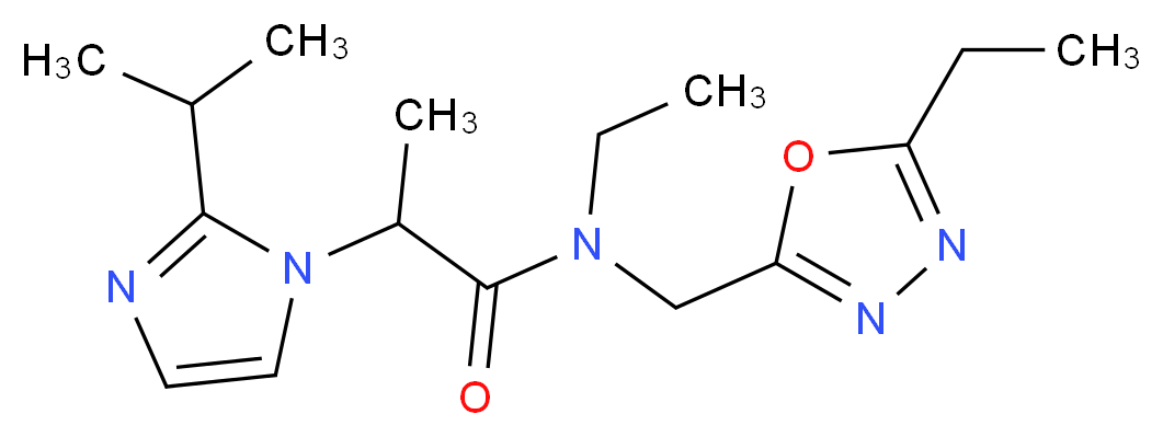 N-ethyl-N-[(5-ethyl-1,3,4-oxadiazol-2-yl)methyl]-2-(2-isopropyl-1H-imidazol-1-yl)propanamide_Molecular_structure_CAS_)