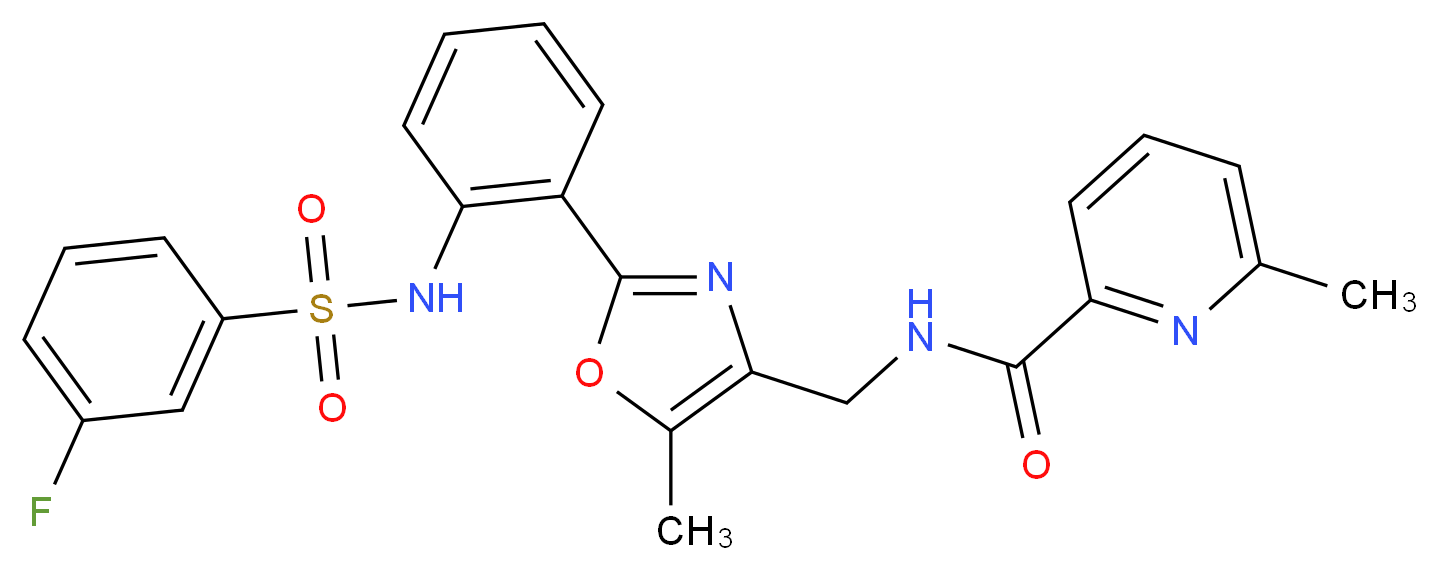 N-{[2-(2-{[(3-fluorophenyl)sulfonyl]amino}phenyl)-5-methyl-1,3-oxazol-4-yl]methyl}-6-methyl-2-pyridinecarboxamide_Molecular_structure_CAS_)