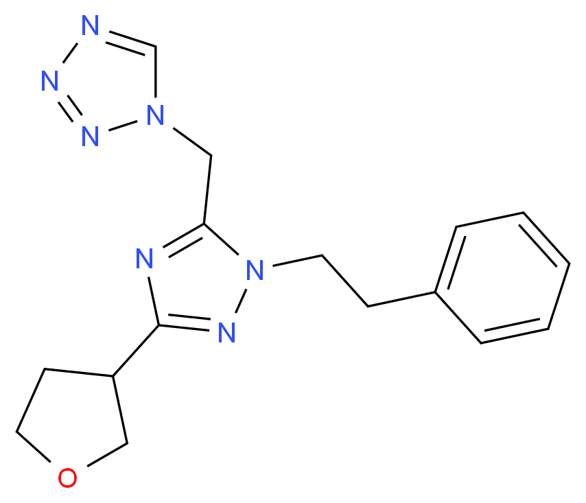 1-{[1-(2-phenylethyl)-3-(tetrahydrofuran-3-yl)-1H-1,2,4-triazol-5-yl]methyl}-1H-tetrazole_Molecular_structure_CAS_)