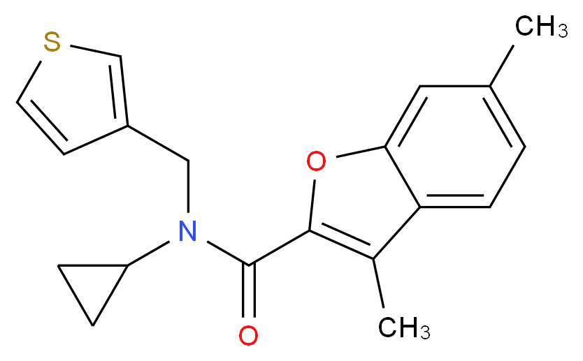 N-cyclopropyl-3,6-dimethyl-N-(3-thienylmethyl)-1-benzofuran-2-carboxamide_Molecular_structure_CAS_)