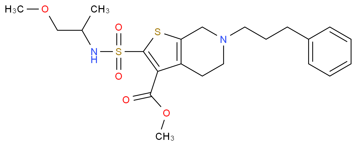 methyl 2-{[(2-methoxy-1-methylethyl)amino]sulfonyl}-6-(3-phenylpropyl)-4,5,6,7-tetrahydrothieno[2,3-c]pyridine-3-carboxylate_Molecular_structure_CAS_)