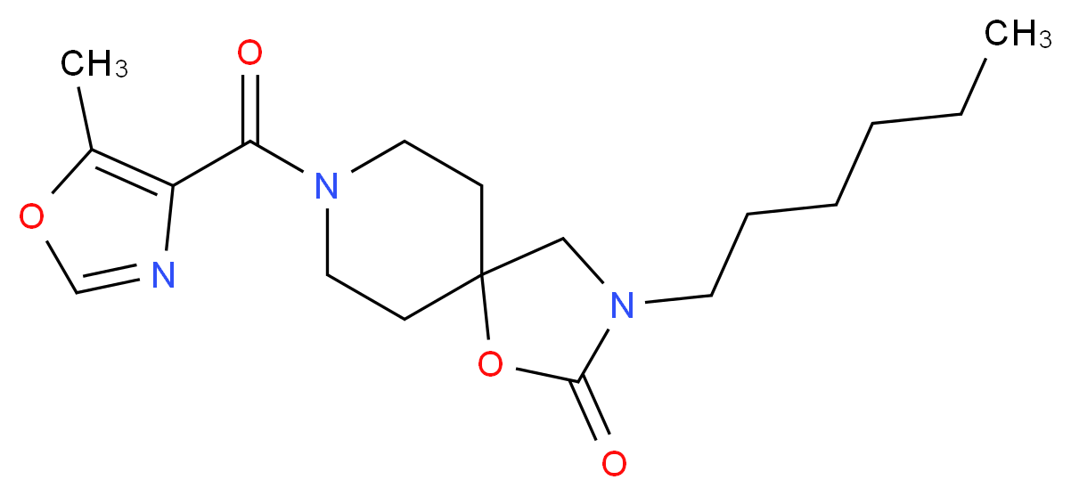 3-hexyl-8-[(5-methyl-1,3-oxazol-4-yl)carbonyl]-1-oxa-3,8-diazaspiro[4.5]decan-2-one_Molecular_structure_CAS_)