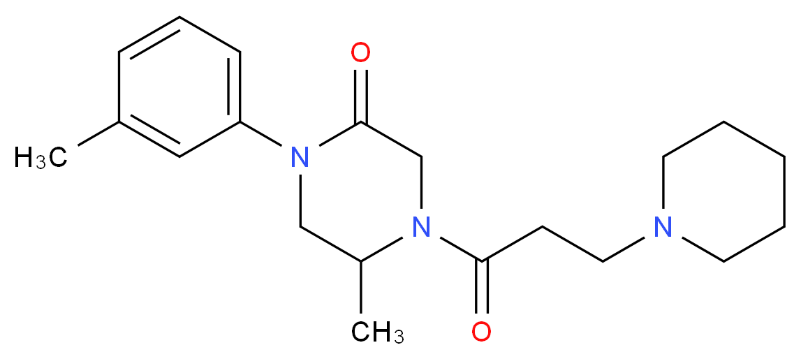 5-methyl-1-(3-methylphenyl)-4-[3-(1-piperidinyl)propanoyl]-2-piperazinone_Molecular_structure_CAS_)