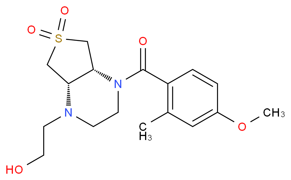 2-[(4aR*,7aS*)-4-(4-methoxy-2-methylbenzoyl)-6,6-dioxidohexahydrothieno[3,4-b]pyrazin-1(2H)-yl]ethanol_Molecular_structure_CAS_)