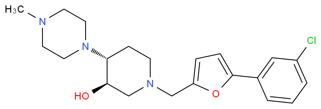 (3R*,4R*)-1-{[5-(3-chlorophenyl)-2-furyl]methyl}-4-(4-methyl-1-piperazinyl)-3-piperidinol_Molecular_structure_CAS_)