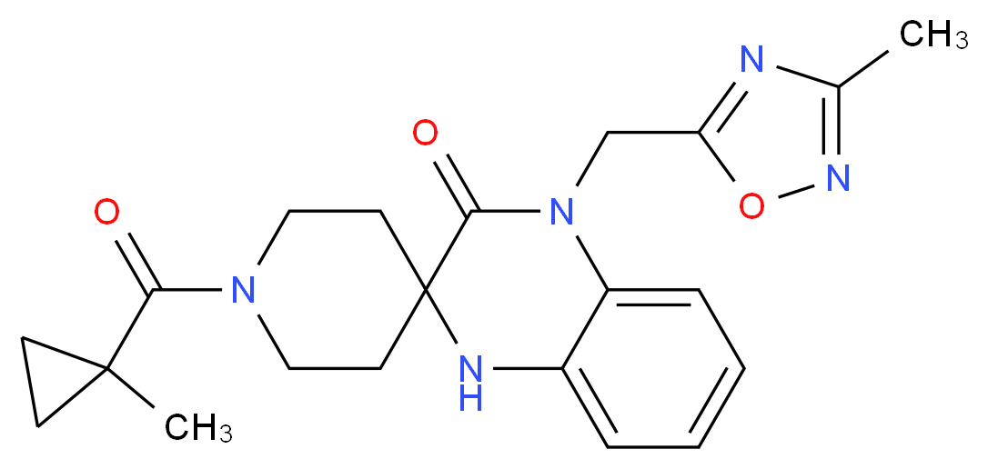 1-[(1-methylcyclopropyl)carbonyl]-4'-[(3-methyl-1,2,4-oxadiazol-5-yl)methyl]-1',4'-dihydro-3'H-spiro[piperidine-4,2'-quinoxalin]-3'-one_Molecular_structure_CAS_)