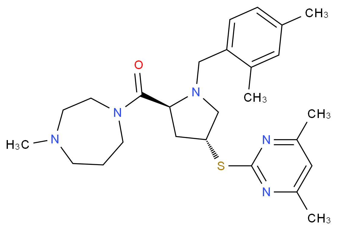 1-{(4R)-1-(2,4-dimethylbenzyl)-4-[(4,6-dimethyl-2-pyrimidinyl)thio]-L-prolyl}-4-methyl-1,4-diazepane_Molecular_structure_CAS_)