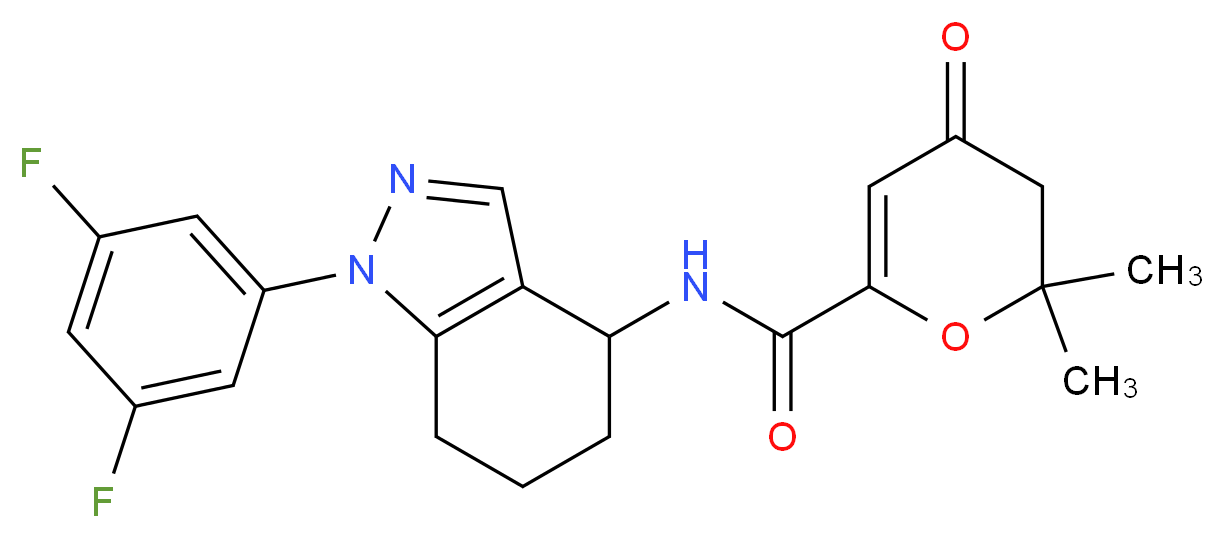 N-[1-(3,5-difluorophenyl)-4,5,6,7-tetrahydro-1H-indazol-4-yl]-2,2-dimethyl-4-oxo-3,4-dihydro-2H-pyran-6-carboxamide_Molecular_structure_CAS_)