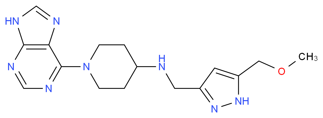 N-{[5-(methoxymethyl)-1H-pyrazol-3-yl]methyl}-1-(9H-purin-6-yl)piperidin-4-amine_Molecular_structure_CAS_)