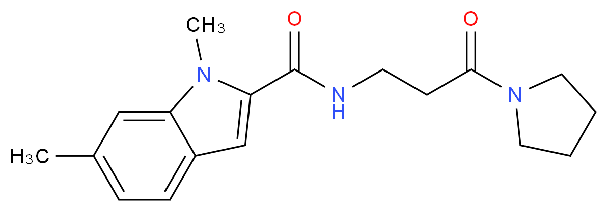 1,6-dimethyl-N-(3-oxo-3-pyrrolidin-1-ylpropyl)-1H-indole-2-carboxamide (non-preferred name)_Molecular_structure_CAS_)