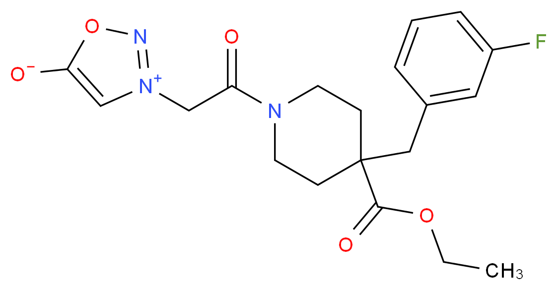 3-{2-[4-(ethoxycarbonyl)-4-(3-fluorobenzyl)-1-piperidinyl]-2-oxoethyl}-1,2,3-oxadiazol-3-ium-5-olate_Molecular_structure_CAS_)