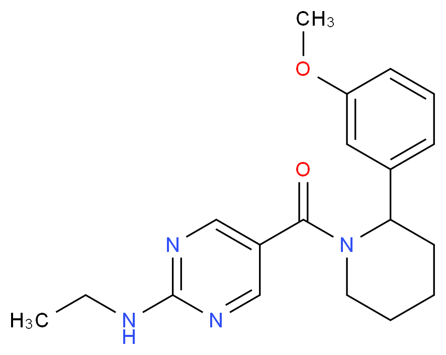 N-ethyl-5-{[2-(3-methoxyphenyl)-1-piperidinyl]carbonyl}-2-pyrimidinamine_Molecular_structure_CAS_)