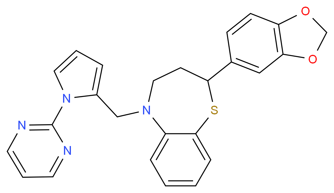 2-(1,3-benzodioxol-5-yl)-5-{[1-(2-pyrimidinyl)-1H-pyrrol-2-yl]methyl}-2,3,4,5-tetrahydro-1,5-benzothiazepine_Molecular_structure_CAS_)