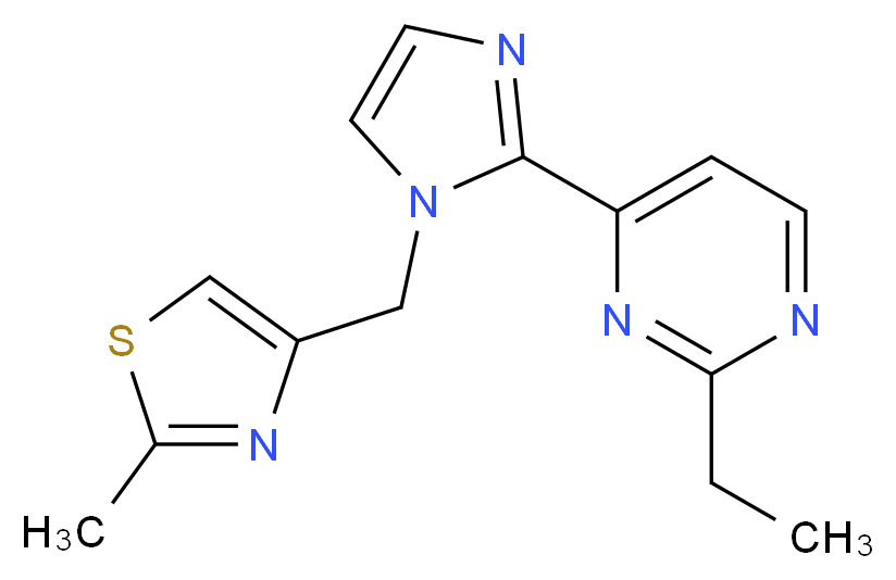 2-ethyl-4-{1-[(2-methyl-1,3-thiazol-4-yl)methyl]-1H-imidazol-2-yl}pyrimidine_Molecular_structure_CAS_)