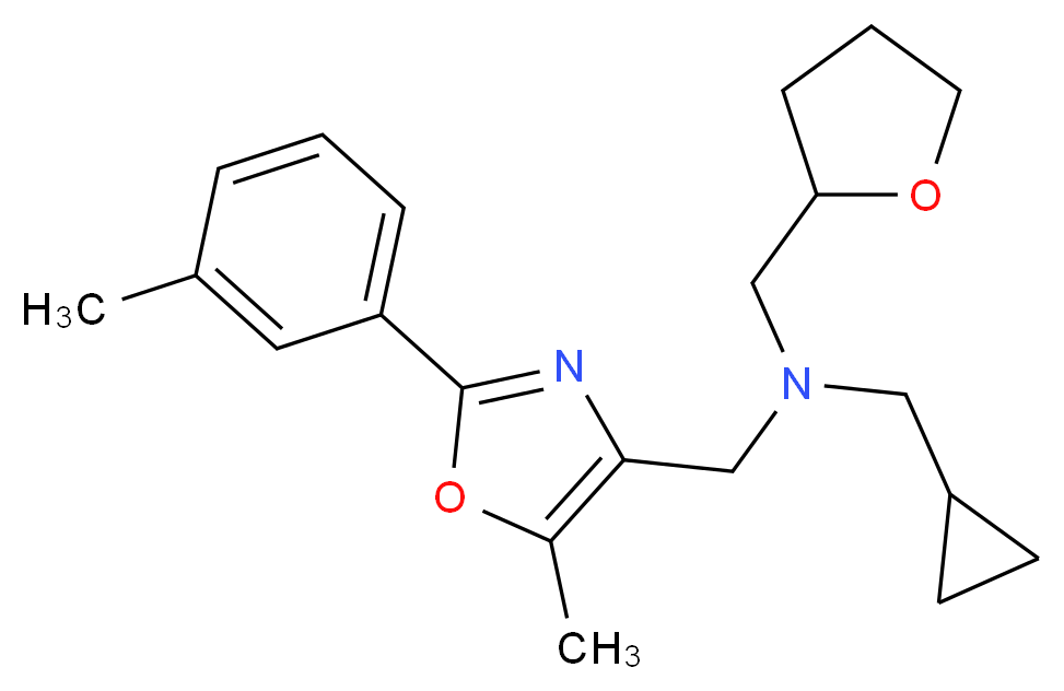 (cyclopropylmethyl){[5-methyl-2-(3-methylphenyl)-1,3-oxazol-4-yl]methyl}(tetrahydro-2-furanylmethyl)amine_Molecular_structure_CAS_)